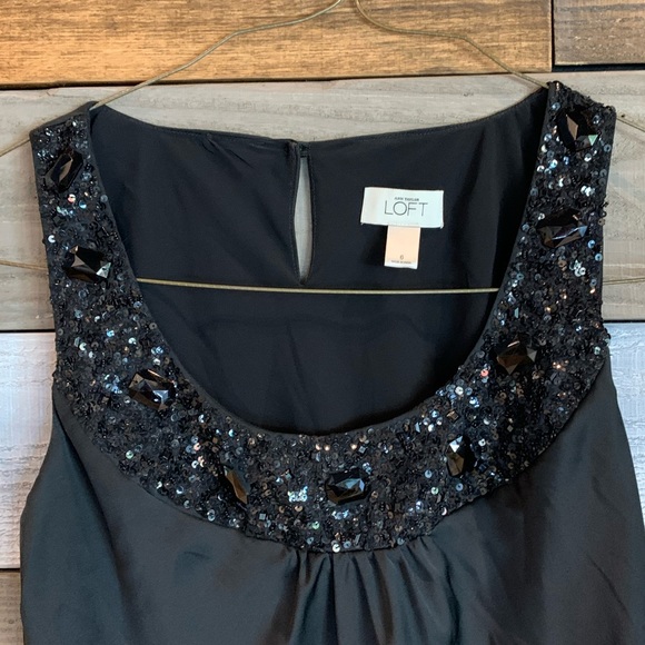 Ann Taylor Loft Black Beaded Blouse (Sz 6 ) - Picture 3 of 9